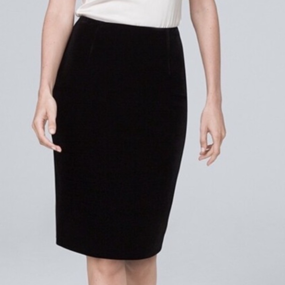 WHBM Velvet midi pencil skirt - black - Picture 2 of 4